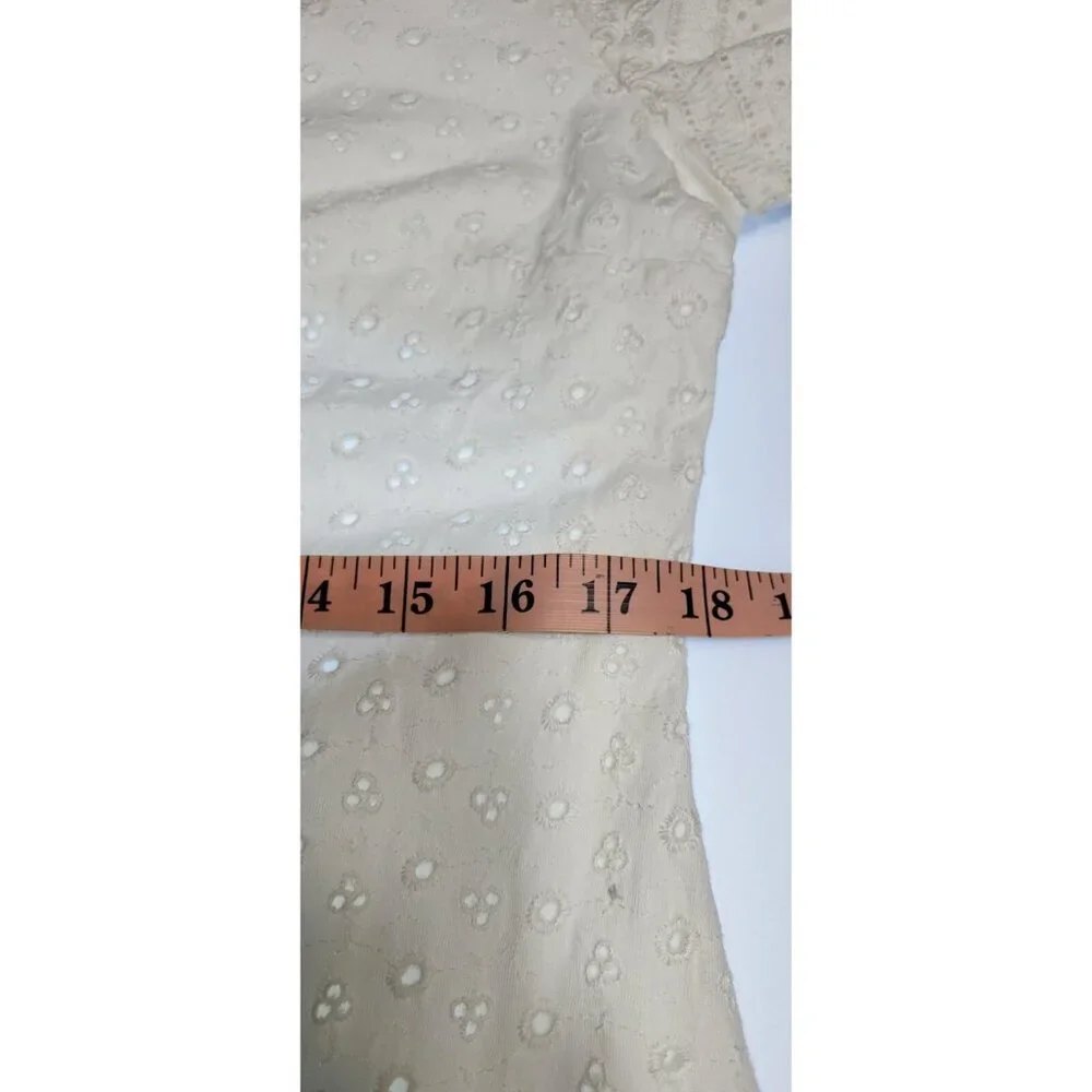 Free People Womens Apricot Rose Mini Dress Puff Sleeve Eyelet White Size XLarge - Picture 11 of 14